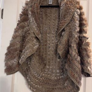 Vintage Alberto Makali Luxurious rabbit fur and acrylic Brown Knit vest